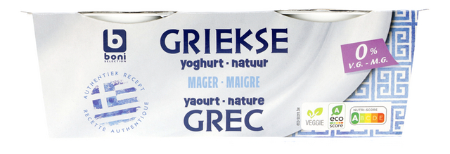 Griekse yoghurt natuur 0%VG 170gx2