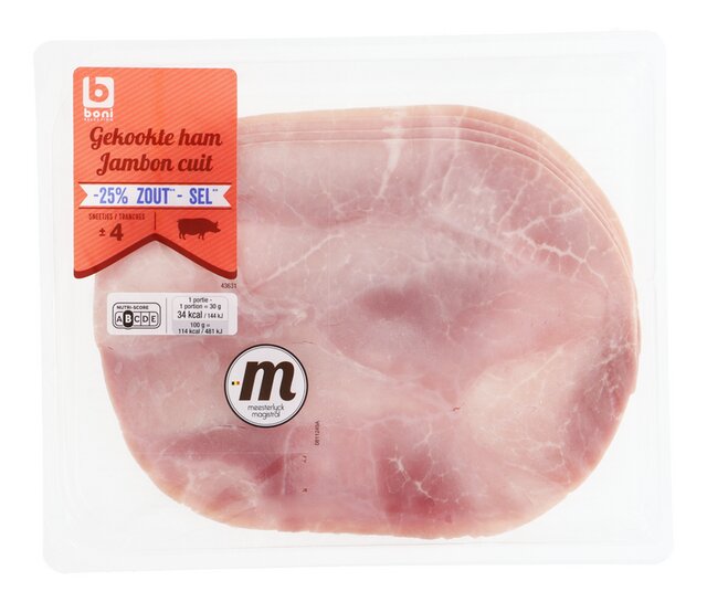 Meesterlyck ontvette ham -25% zout ±4sneetjes 150g