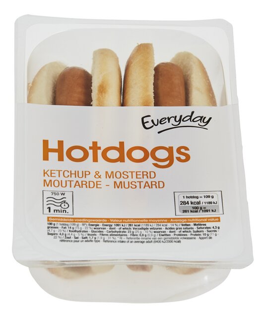 Hotdog in een broodje 109g 2st 218g