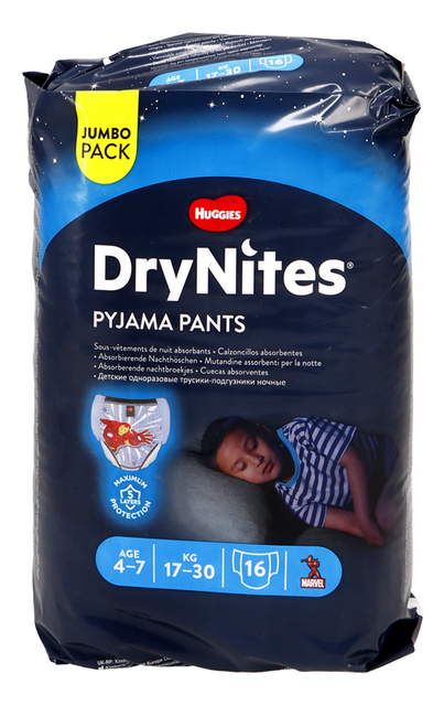 Culottes absorbantes Dry Nites Boy 4-7 ans 16p