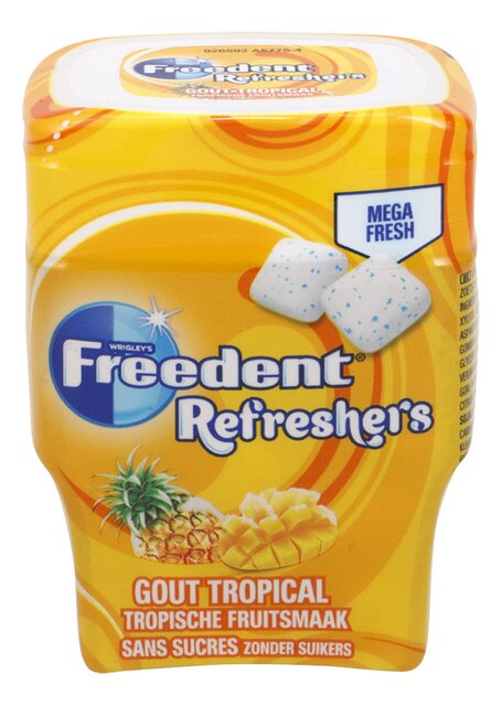 Chewing-gum sans sucres goût tropical 67 g Freedent