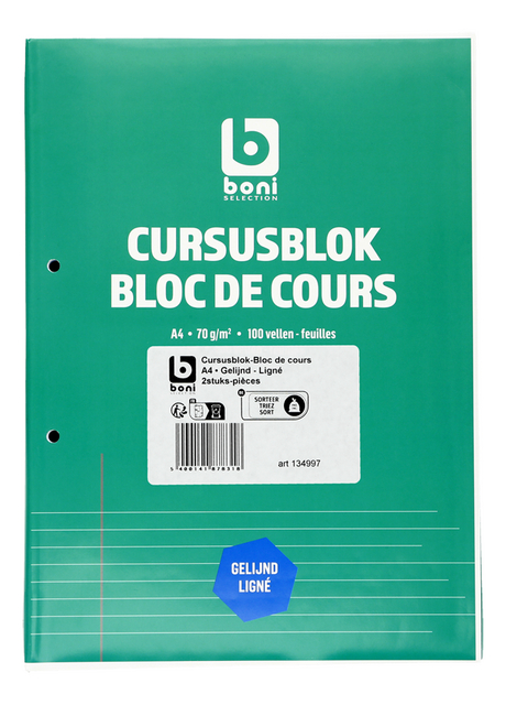 Cursusblok A4 gelijnd 70gx2