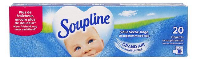Lingette adoucissant sèche-linge grand air, Soupline (x 20)