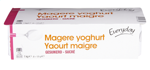 Yoghurt natuur gesuikerd mager 125gx8
