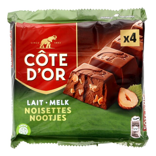 Chocolat au lait noisettes 45gx4