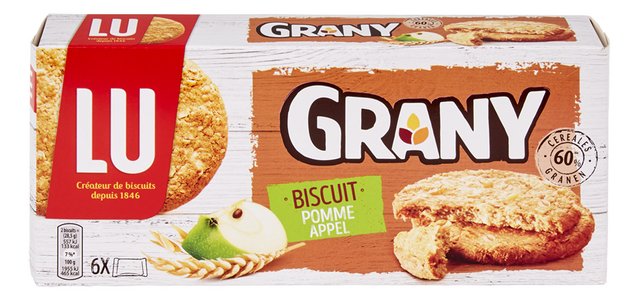 Biscuits Grany céréales-pommes ind.(2p)x6 171g