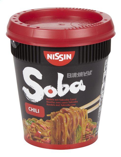 Nissin soba noedles chili yakisobasaus pot 92g