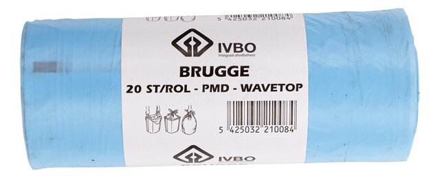 Sac poubelle PMC bleu IVBO Bruges 75l x20p