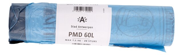 Vuilniszak PMD blauw Antwerpen 60L 20st