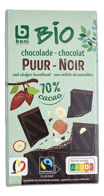 Chocolade puur hazelnoot BIO FT 100gr