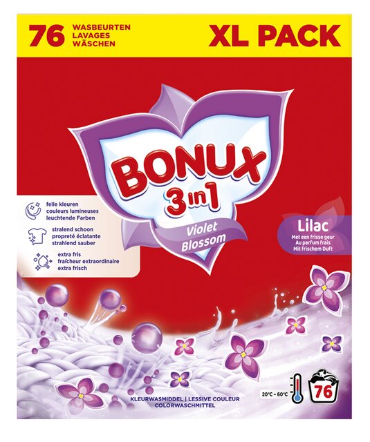 Lessive poudre 3en1 violet (76d) 4,94kg