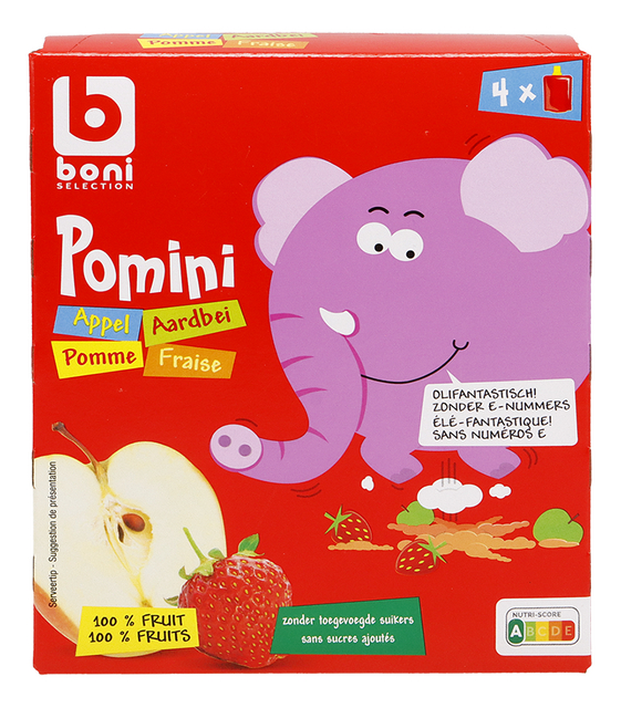 Bébé Pomini pomme-fraise 90gx4