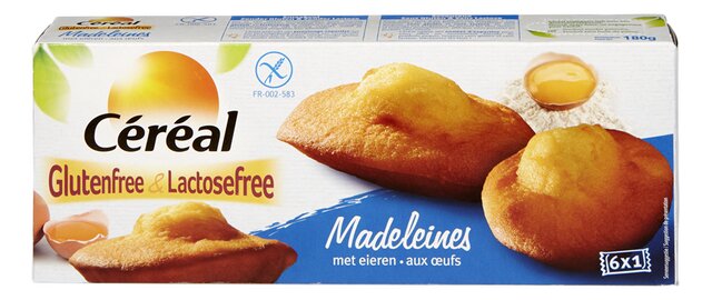 Cakes Madeleines sans gluten-lactose 6p (ind) 180g