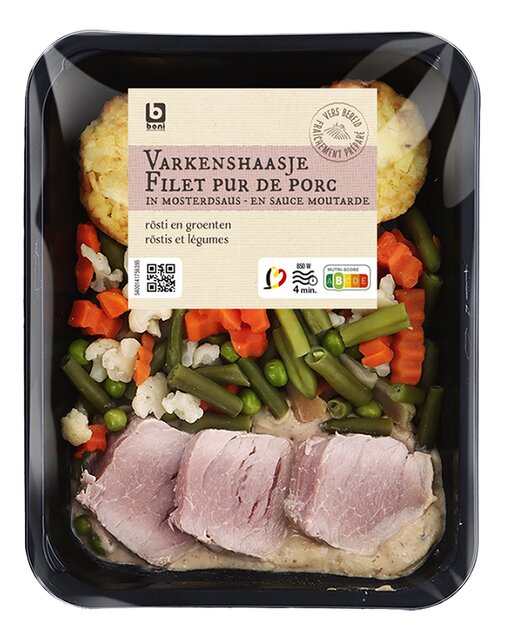 Varkenshaasje in mosterdsaus met rösti 450g