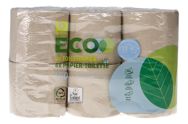 Toiletpapier eco 3lagen-200vellen 6rollen