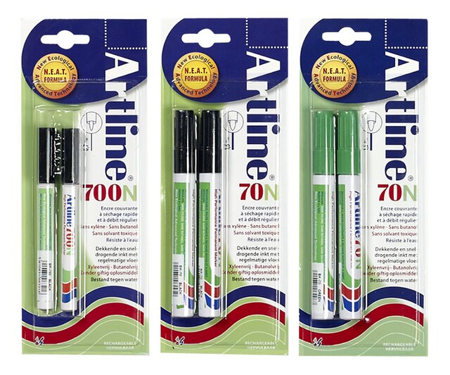 Marqueur rechargeable 70N vert 2p
