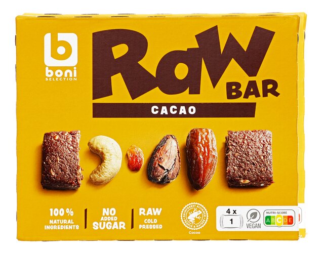 Raw bar chocolade 35gx4