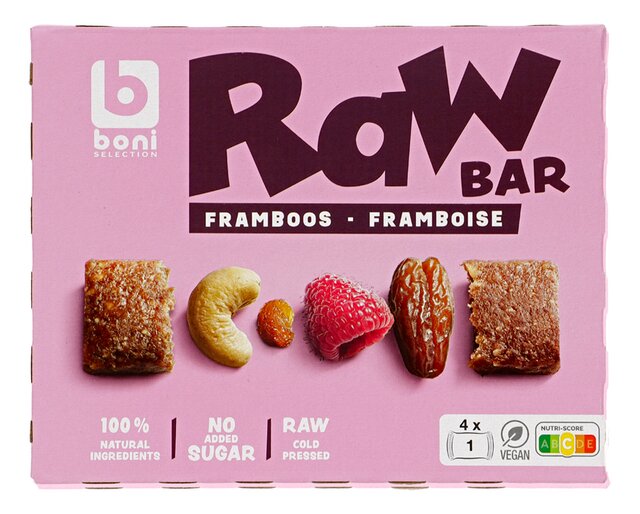 Raw bar framboos 35gx4