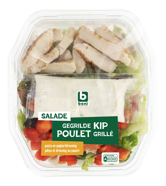 Salade met kip- pasta en dressing 400g