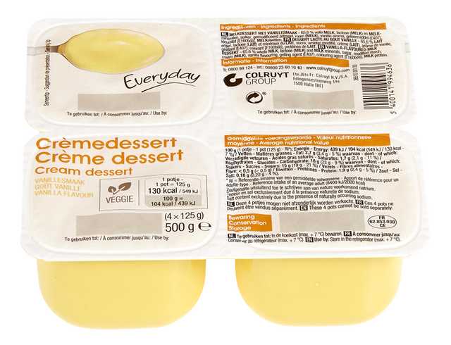 Crème dessert goût vanille 125gx4