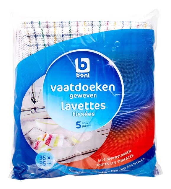 Geweven vaatdoek 35x35cm 5st