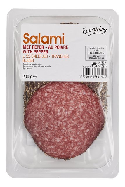 Salami met peper ±22sneetjes 200g