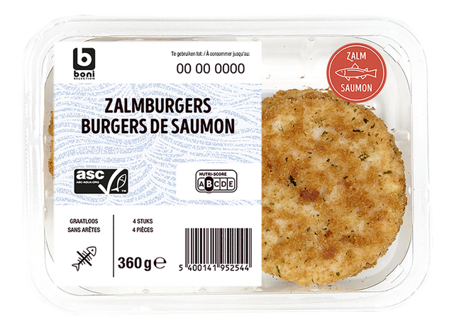 Burger de saumon sans arête ±90g 4p ±360g