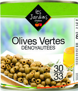 Olives vertes dénoyautées 30/33 PN 850g