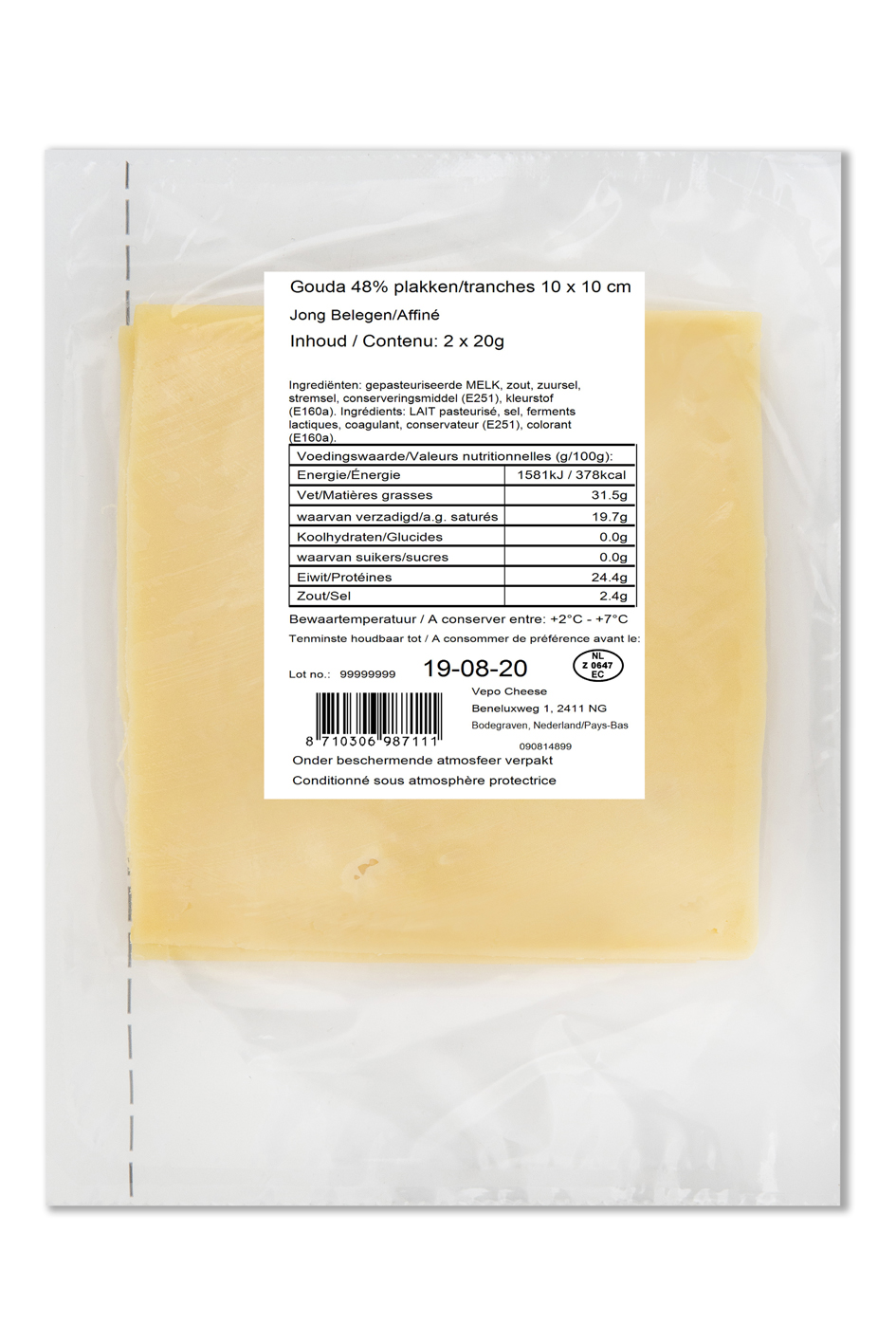 Gouda affiné tranches 48% ind.10/10 (2x20g) x50