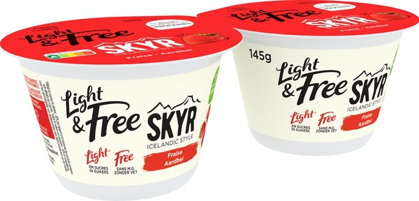 Light & Free skyr aardbei 145gx2