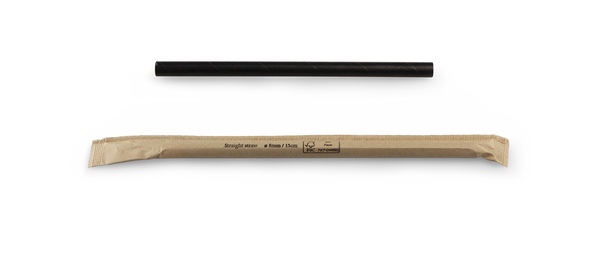 Rietje papier FSC zwart 8mm/15cm ind.verp.200st