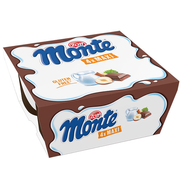 Monte maxi melkdessert hazelnootchocolade 100gx4