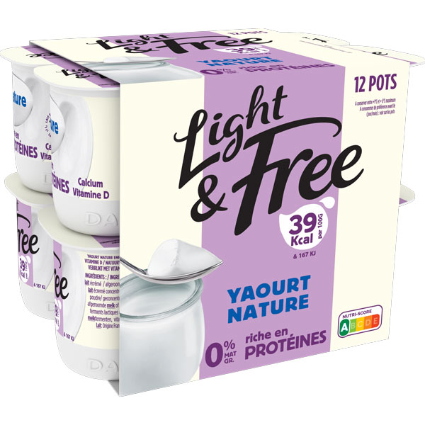 Light & Free yoghurt natuur 0% 125gx12