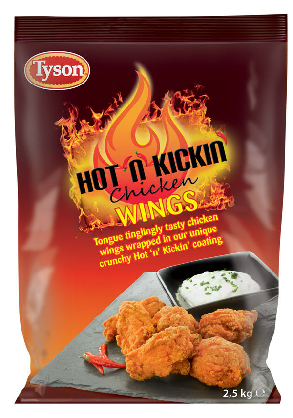 Hot'n'Kickin Chicken Wings 40-75g ±43p 2,5kg