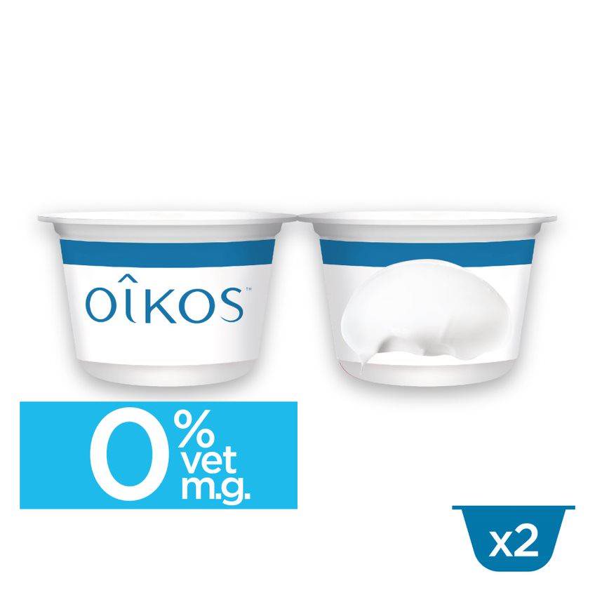 Yoghurt Oikos natuur 0% 145gx2