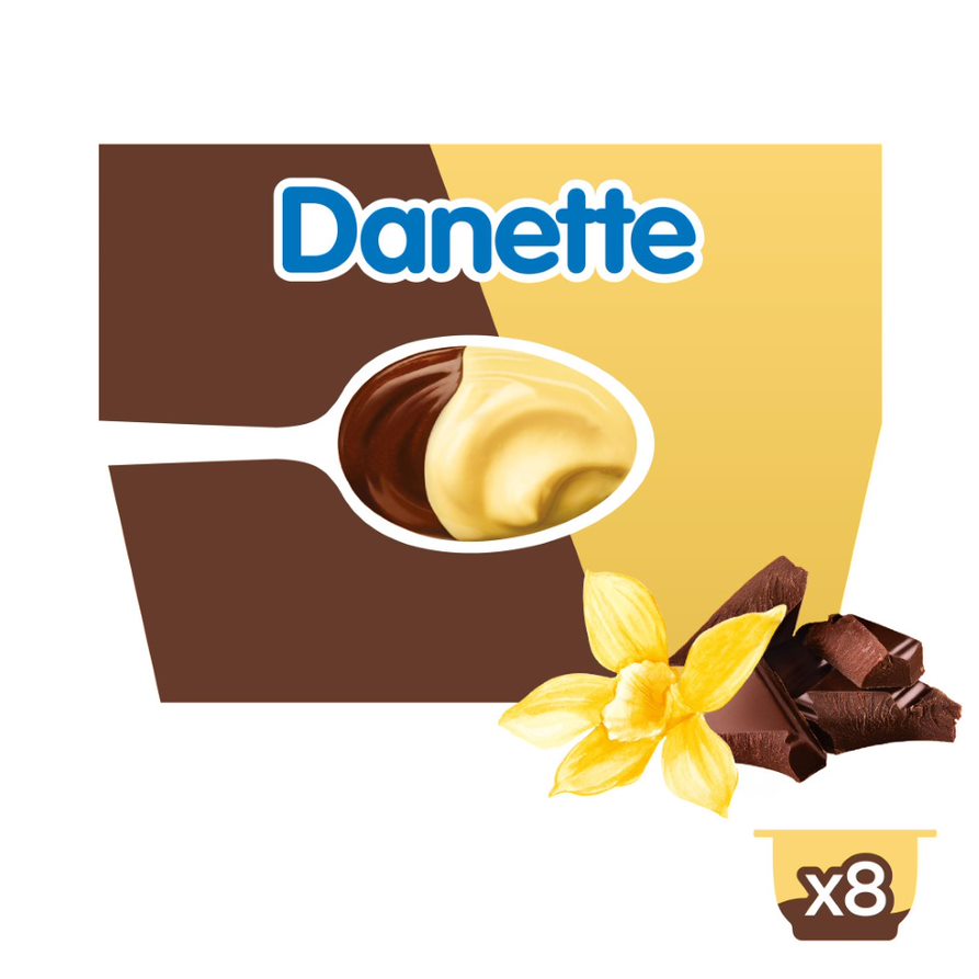 Danette crème vanille op chocolade 125gx8
