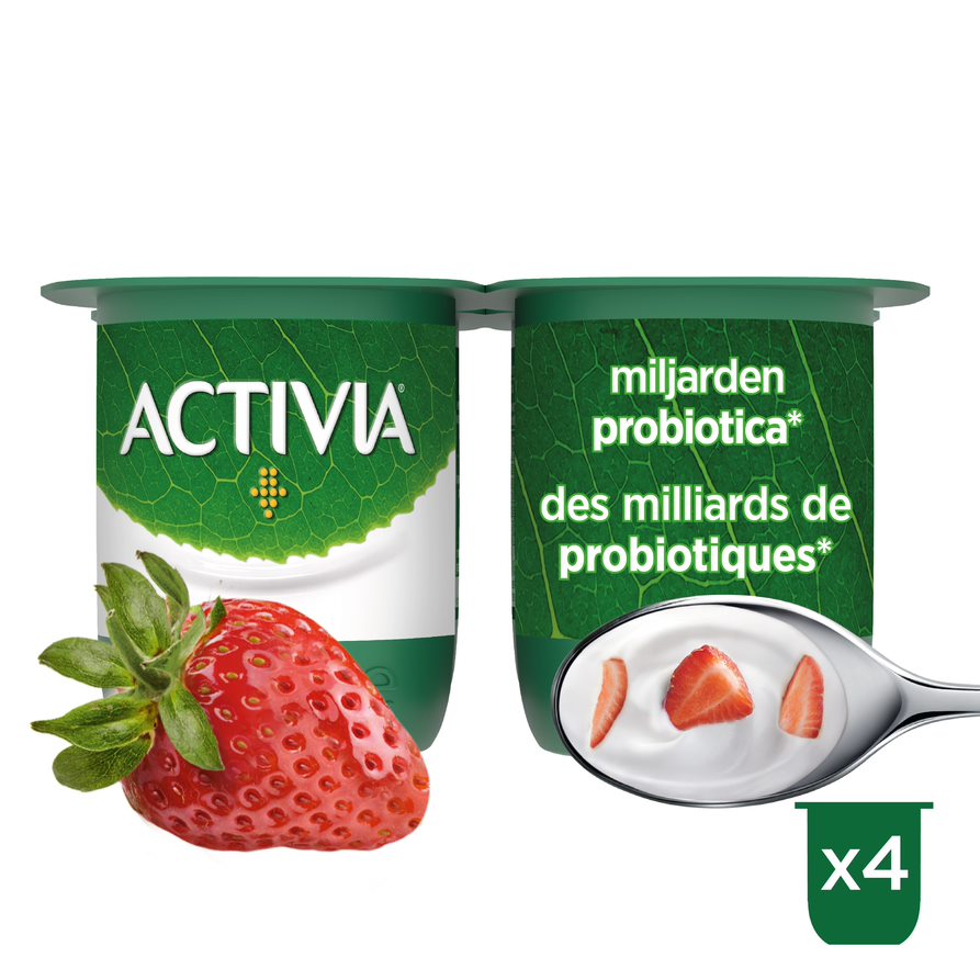 Yoghurt Activia aardbei 125gx4