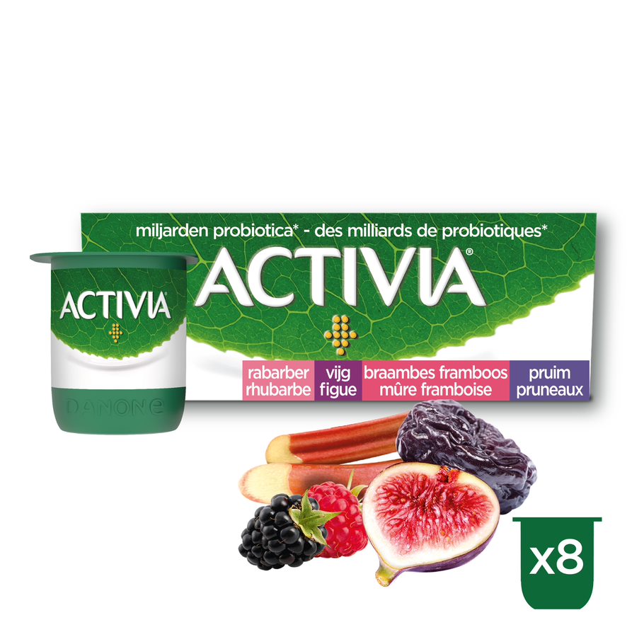 Yoghurt Activia vijg-frmb-brbes-rabar-pruim 125gx8