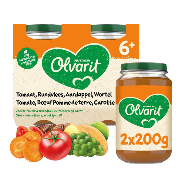 Tomaat-rundvlees-aardappel-wortel +6M 200gx2