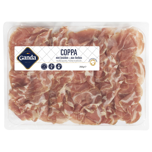 Ganda Gastronomie ham coppa kruiden 250g