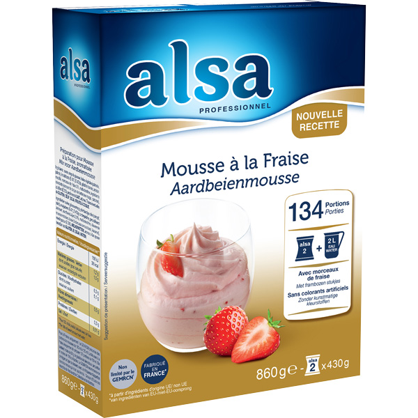 Mousse aardbei (90p) 860g