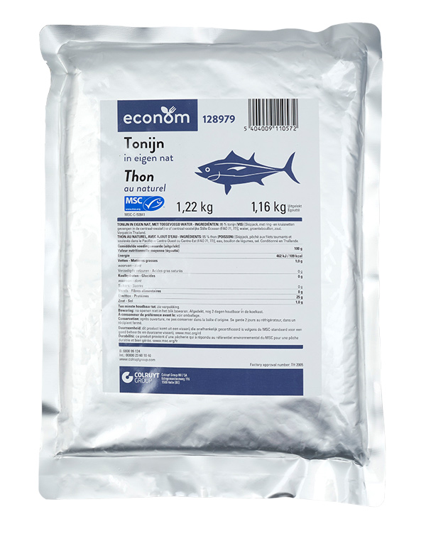Tonijn Skipjack in eigen nat MSC 1,22kg