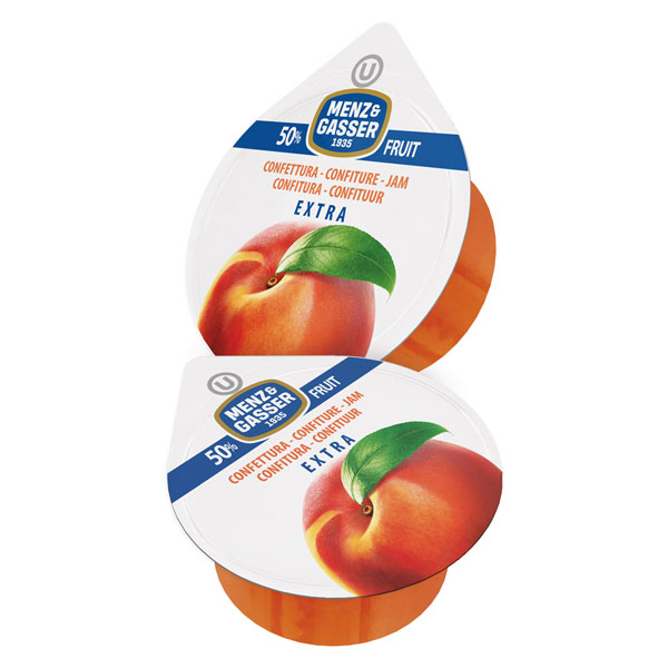 Confiture de pêches EXTRA 50% cups 25gx100