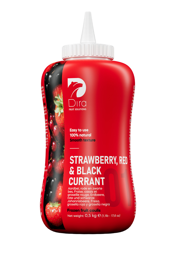 Coulis van aardbei-rode en zwarte bes  500g