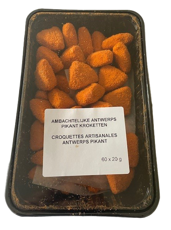 Ambachtelijke'Antwerps pikant'kaaskroketten 20gx60
