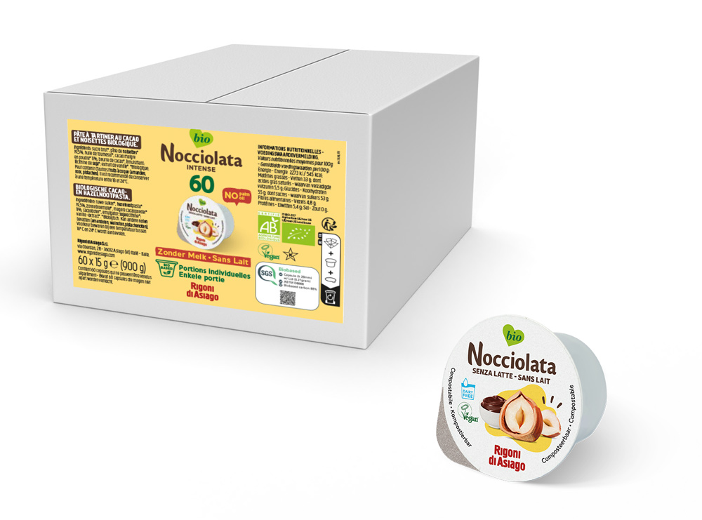 Cacao-hazelnootpasta zonder melk BIO cups 15gx60