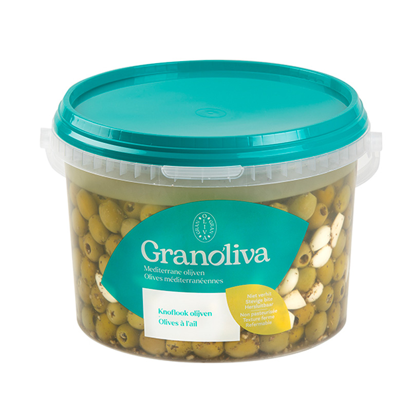 Olijven met knoflook ontpit 3,75kg