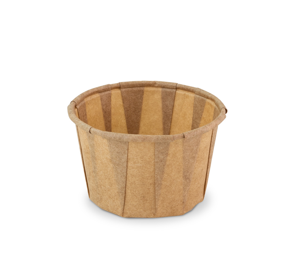 Bakje papier FSC rond bruin (58xh36mm)200st