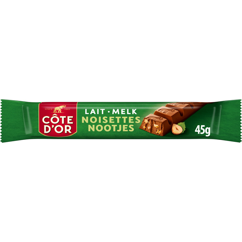 Barres de chocolat au lait noisettes 45g