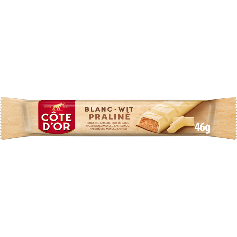Barres de chocolat blanc praliné 46g